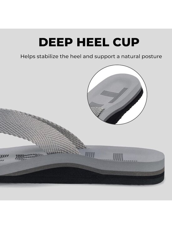 Men\'s Light Grey Flip Flops With Arch Support Summer Outdoor Beach Sandals main image 5